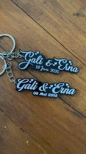 Gantungan Kunci Ukir Nama dan Tanggal Couple Pasangan Keychain Custom Nama