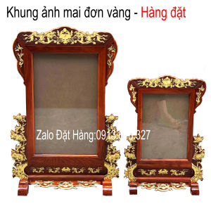 Khung ảnh thờ hoa mai gỗ gõ khung hình thờ gia tiên