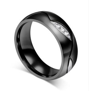Nhẫn Đôi Thép Titan Hình Lá Ngày Valentine 6MM Viền Kim Cương Nhỏ Nhẫn Cưới Thời Trang Bằng Thép Không Gỉ Dành Cho Người Yêu