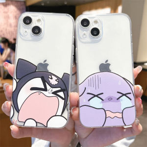 Biqi Cute Silicone Phone Case for iPhone 15 15Plus 14Pro 13 12mini 11 Transparent Anti-Fall Full Cover Womens Design