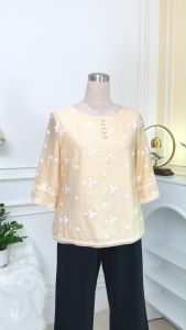 Áo kiểu thiết kế thanh nhã nhẹ nhàng Chất liệu Tơ Nhật in hoa mỏng mịn AN4L0625 Thời trang Thiều Hoa