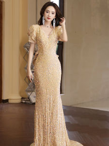 ชุดราตรีเอวสูง แขนยาว กระโปรงทรงเอ ผ้าไนลอนผสม ชุดแต่งงานฤดูร้อน 2023 สำหรับผู้หญิง ชุดราตรีสุดหรูหรา ชุดนางฟ้า