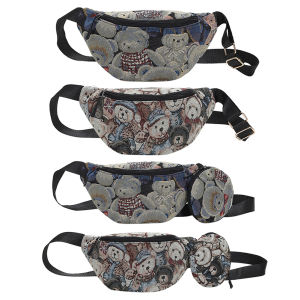 Womens Casual Canvas Crossbody Bag Featuring Cartoon Bears for Outdoor Sports and Daily Activities