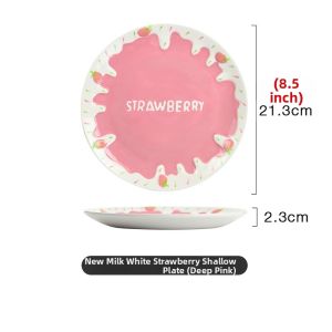 Strawberry Design Red Underglaze Ceramic Plate