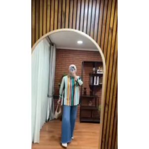 Kain Katun Salur Stripe Garis & Katun Motif Kembang Abstrak