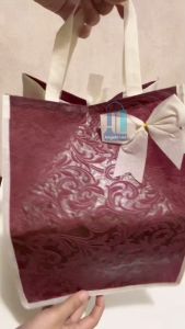 12pcs Tas Kain Emboss Serut Pita Motif Mewah Berkatan Hajatan 22x22cm
