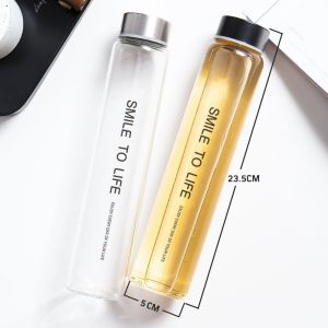 2023 New High Borosilicate Glass Water Bottle Portable Long Neck Transparent Mens And Womens Simple Design Small Cup