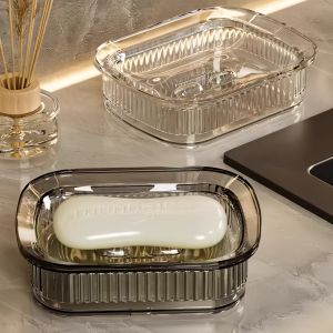 Elegant Creative Double Layer Drain Transparent Soap Box Large Size