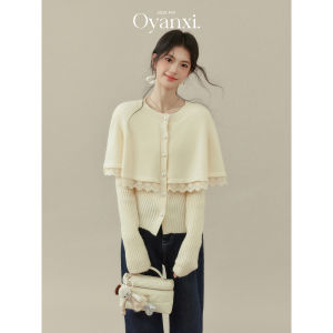 OUYANGXI | Áo Sweater Dài Tay Voan Mỏng Giả Cổ Hai Mảnh