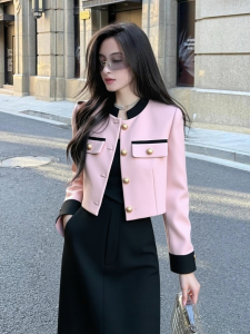 DANTING | Stylish Short Coat Pink French Chic