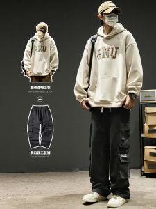 Mens Hoodie Sweatshirt Spring Autumn Winter Fleece Lined Oversize Casual Streetwear Embroidered Full Zipper Kangaroo Pocket