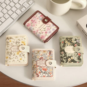 Retro Floral Card Holder Leather Wallet Credit Card Case Business Card Case RFID Blocking PVC ID Card Holder with 20 Card Slots