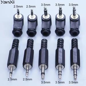 YanXi 2.5mm / 3.5mm Audio Plug Mono Stereo Headset Jack Headphone Jack Connector Microphone Black Audio Plug Adapter Connector