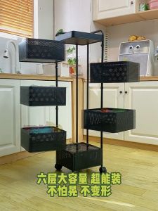 Oo 3/4/5 Tier Multifunction Storage Trolley Rack Steel Trolley Home Kitchen Rack With Plastic Wheel Rak Troli Office Shelves
