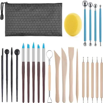 23PCS Art DIY Clay Tool cold potcelain polymer Clays molds Sculpting Carving Craft Tools for Brush Modeling ceramics & pottery