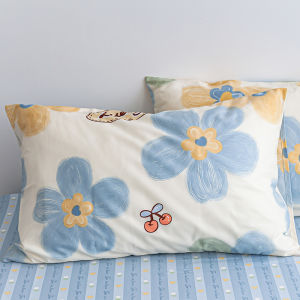 Muyunhua 100% Pure Cotton Pillowcase Oil Painting Style Large Print Flower Pattern Pillow Core Cover  Style 30x50x60