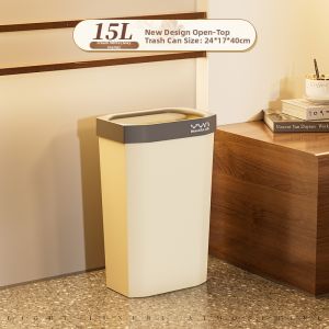 Elegant Large Capacity Taller Square Open-top Trash Bin with Press Frame 25L