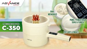 Panci Listrik Multifungsi Advance C-350 Kapasitas 1.8L Panci Listrik Anti Lengket Fry Pan Electric