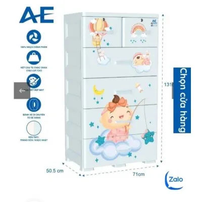 Tủ nhựa AE Qui Phúc nhiều tầng ngăn kéo hoạ tiết hoạt hình đáng yêu cho các bé cưng ( có giao hàng và hỗ trợ lắp ráp tận nhà) - NỘI THẤT KHẢ VY