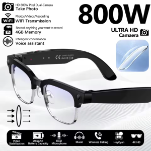 GUHUAVMI | Kính Thông Minh 800W Pixel Tích Hợp Camera Nhận Diện Ảnh AI Gọi Điện & Dịch Thuật Kính Râm Bluetooth 5.3 Dành Cho Android & iOS