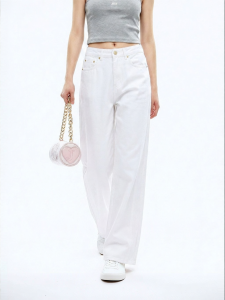 Juicy Couture | Cotton White Straight Fit Slim Denim Jeans