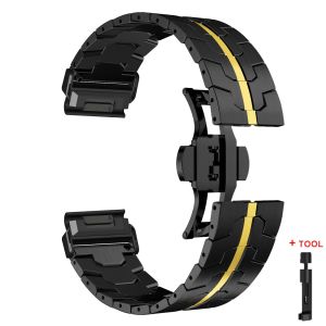 QuickFit Metal Strap For Garmin watch Fenix 5/5X/5XPlus/6/6XPro/7x/8 26 22mm Titanium Color Stainless Steel Band Forerunner 945