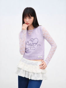 TEENIE WEENIE | Embroidered Bear Design V-neck Sleeveless Vest