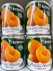 KRONOS PEACH HALVES IN LIGHT SYRUP 820g - พีชกระป๋องผักเพื่อนๆ ด้วยสารยาแอลกอฮอล์ 820กราฟ