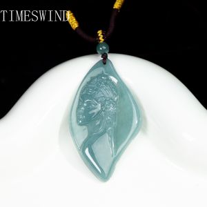 TIMESWIND Natural Authentic A-type Jade Ethnic Style Girl Statue Pendant Women Men Necklace Gift Fashion Jewelry with Certificate