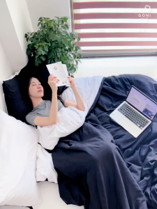 Bộ chăn mền ga gối GONI CHILL màu Đen Trắng - Ga drap giường bo chun cao 4-25cm kích thước 1m 1m2 1m4 1m6 1m8 2m2