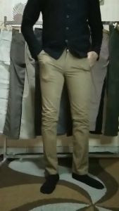 Celana Chino Slimfit Dark Khaki Pria