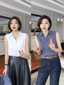 GEBOFU | Plaid Sleeveless Shirt for Women