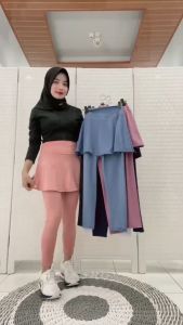 Legging Rok Celana Olahraga Senam Wanita Highwaist Polos