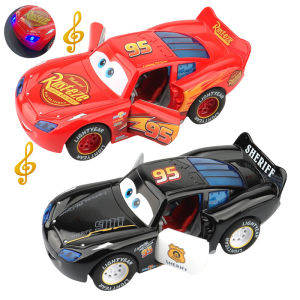 large size Disney Pixar Cars Sound and light Sheriff McQueen 1:32 Alloy pull-back vehicle Toy Childrens Christmas gift