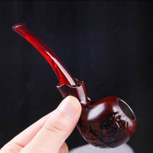 Engraved Flower Resin Smoking Pipe Portable Tobacco Use Classic Bent Pipes Men Best Gift