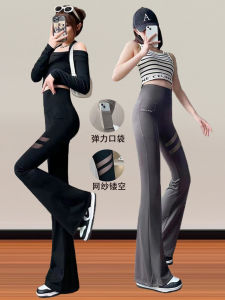 กางเกงโยคะเอวสูงทรงสลิมฟิตสำหรับผู้หญิง กางเกงขาสั้นทรงหลวมสบาย ๆ ทรงหลวม ดีไซน์ใหม่ฤดูใบไม้ผลิและฤดูร้อน กระเป๋าข้าง