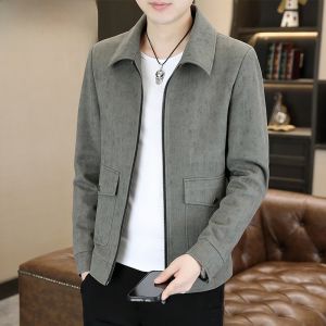 HENGYUANXIANG | Casual Trendy Mens Jacket Standard Fit Zipper Decorated Anti-Wrinkle Treatment Polyester Fiber Long Sleeve Spring Autumn Wear