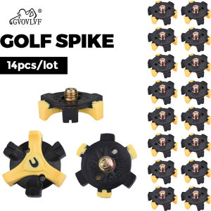 GVOVLVF | Golf Shoe Spike 14-Pack Black and Yellow C-Screw Quick-Fastening Wear-Resistant Durable Spike Remover