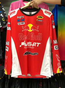 เสื้อยืดเล่นกีฬารถเข่ง ลาย RED BULL MS-RT เสื้อยืดแขนยาว เนื้อผ้ากีฬาพิมพ์ลายคมชัด มีถึงไชส์ ใหญ่ S-2XL Clothing 4 สี Sport ออกกำลังกาย ผลิตโรงงานไทย