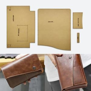 YOMDID 4PCS Wallet Making Template DIY Long Clutch Bag Making Kraft Paper Template DIY Leather Handicraft Making Template Tool
