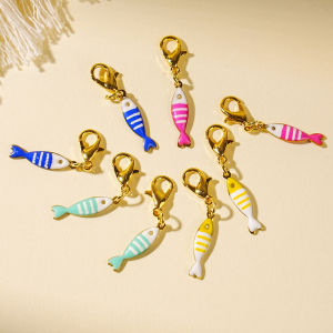 10pcs สีสันโลหะผสมโลหะการพิมพ์น้ํามันปลาปู Charm สัตว์กุ้งก้ามกรามชุดหัวเข็มขัดจี้สําหรับเคลือบ DIY เครื่องประดับ Accessorie