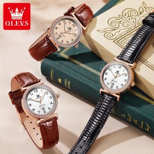 OLEVS Jam Tangan Wanita Original Anti Air Kulit Elegan Mewah Korea Fashion Women Watch Cod