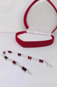 สร้อยแขนเงินแท้โกเมนก้าน4มิล