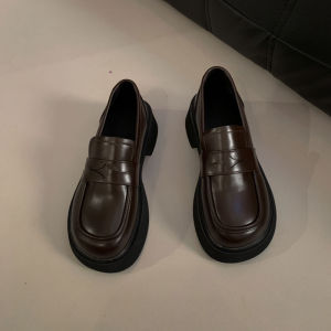 Womens Loafers 2025 New Autumn Thick Bottomed Black Fleece Lined Shoes British Style Cotton Shoes Comfortable round Toe