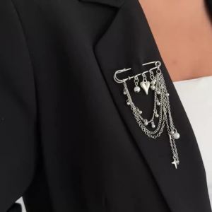 Ingemark | Ingemark Elegant Trendy Heart Brooches Women Charm Imitation Pearl Metal Tassel Pendant Chain Pin Clothes New Jewelry Accessory