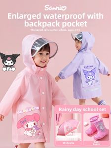 MIJAK | New Design Kindergarten School Rain Coat Set for Girls Backpack Position