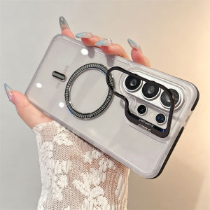 Transparent Camera Bracket Magnetic Phone Case For Samsung Galaxy S26 S25 S24 S23 Ultra FE Plus Shockproof Protection Back Cover