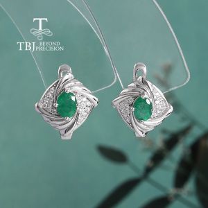 Elegant Design 925 Sterling Silver Earrings Natural Oval 4*5mm emerald Real Gemstone Women Fine Jewelry for moms festival gifts