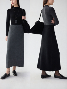 epoque de rueen | Soft Focus Wool Blend Straight Elegant Winter Midi Skirt