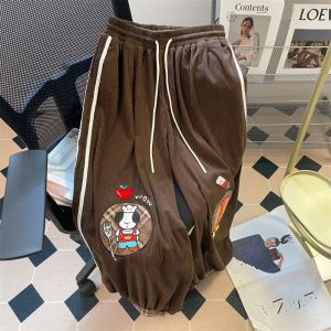 Quần Ống Rộng Nhún Bèo Nhún Chấm Bi Kẻ Caro Thêu Hoạt Hình Cỡ Lớn Cho Nam Quần Dài Thường Ngày Mùa Thu Đông Quần Jeans Thoải Mái